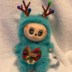 Christmas Labubu Teal Plush keychain + free cup wrap and keychain